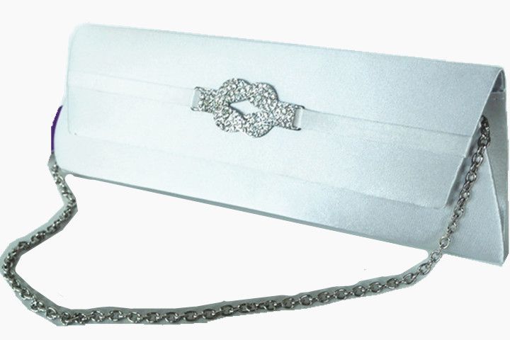Lavanda Satin Clutch Bag with Diamante Trim -HY5351 Silver
