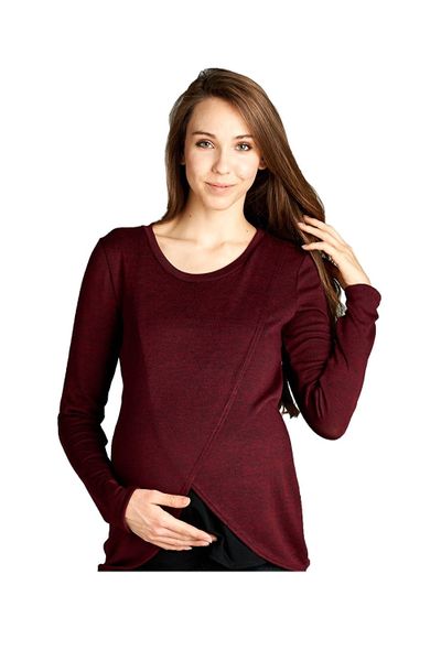 Absolute Maternity Tulip Nursing &amp; Maternity Top - Berry &amp; Black