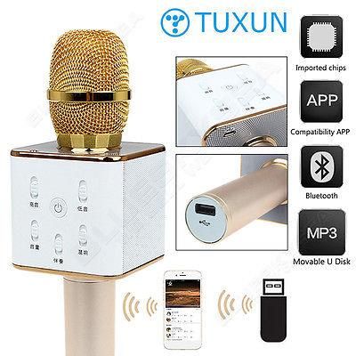 Q7 Portable Wireless Karaoke Microphone Handheld Condenser Microphone with Speaker