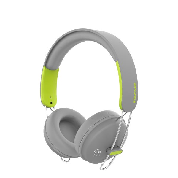 Awei A800BL Wireless Bluetooth Headphones with Detachable Cable &amp; Mic - Grey &amp; Lime