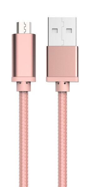 MUVIT Bling 1m Braided Micro USB Cable - Rose Gold