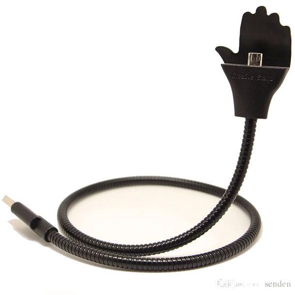 Flexible Metal Cable Smart Phone Stand - Micro USB - Silver