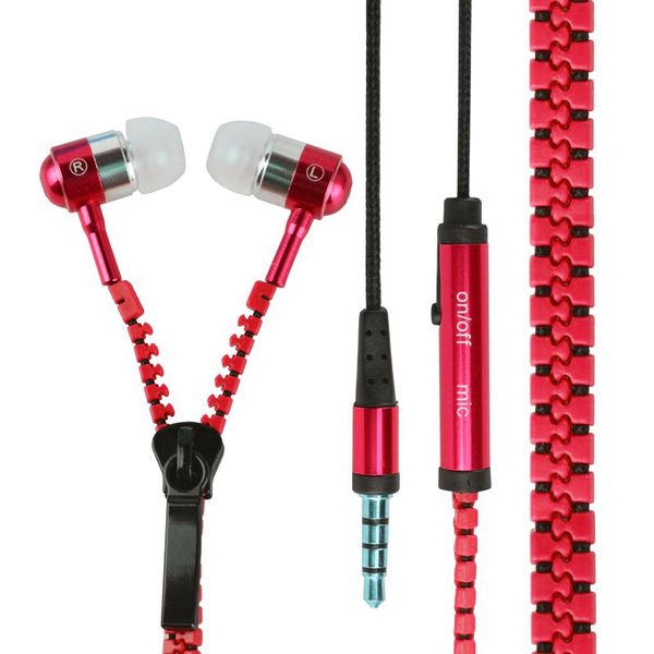 Zipper Earphones - Red