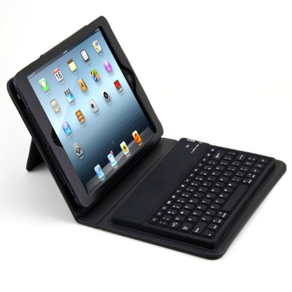 Flip Stand Leather Bluetooth Keyboard Case for IPad Min 4 - Black