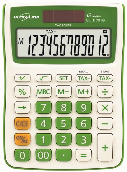 Ultra-Link 12 Digit Tax Calculator - Green