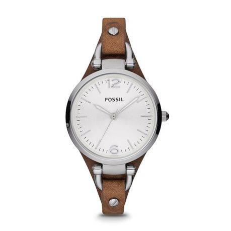 Fossil Ladies Georgia Brown Leather Strap Watch ES3060 Shop