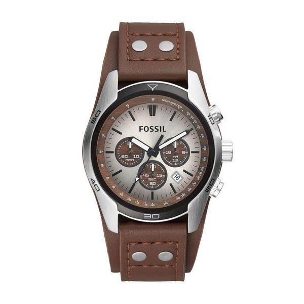 Fossil Men's Coachman Brown Leather Strap Watch - CH2565