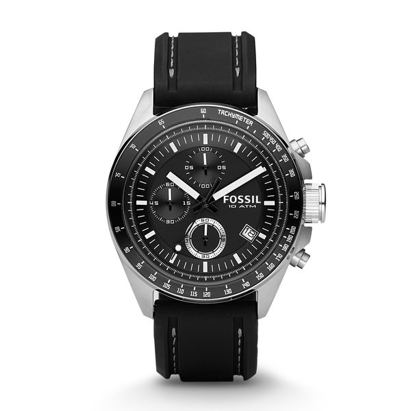 Fossil Men's Decker Black Silicone Strap Watch - CH2573