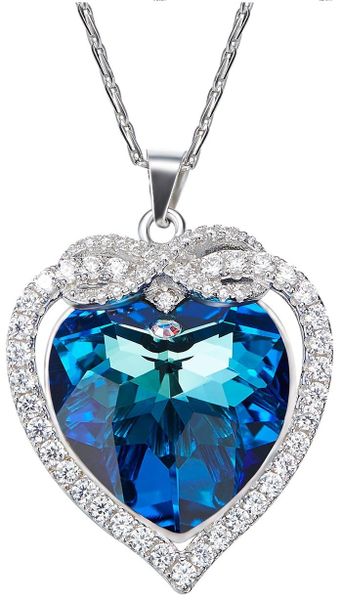 Yeoman Heart Shaped Swarovski Crystal Sterling Silver Pendant Necklace