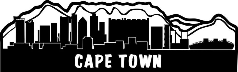 Vinyl Lady Decals Cape Town Skyline Cityscape Wall Art Sticker - Black