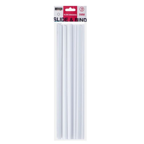 Meeco Slide Binders, 5mm, White, 10pcs/Pack 2 Packs - 20 Binders