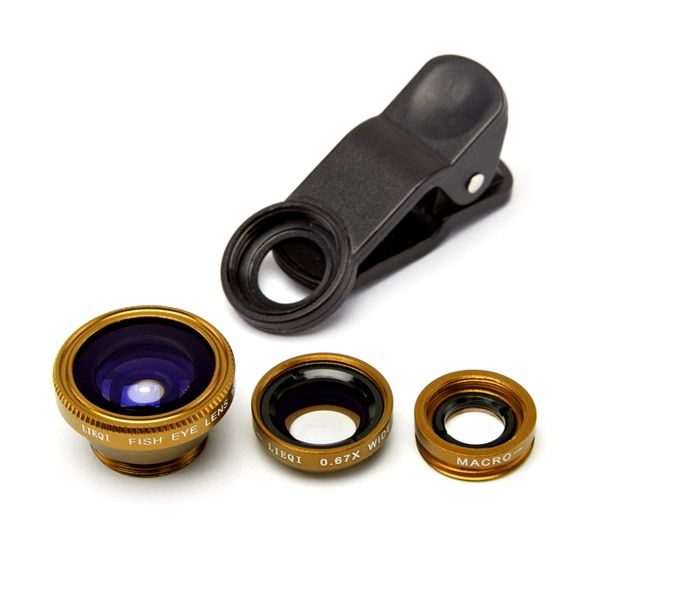 Universal Smartphone 3-in-1 Lens Clip - Gold