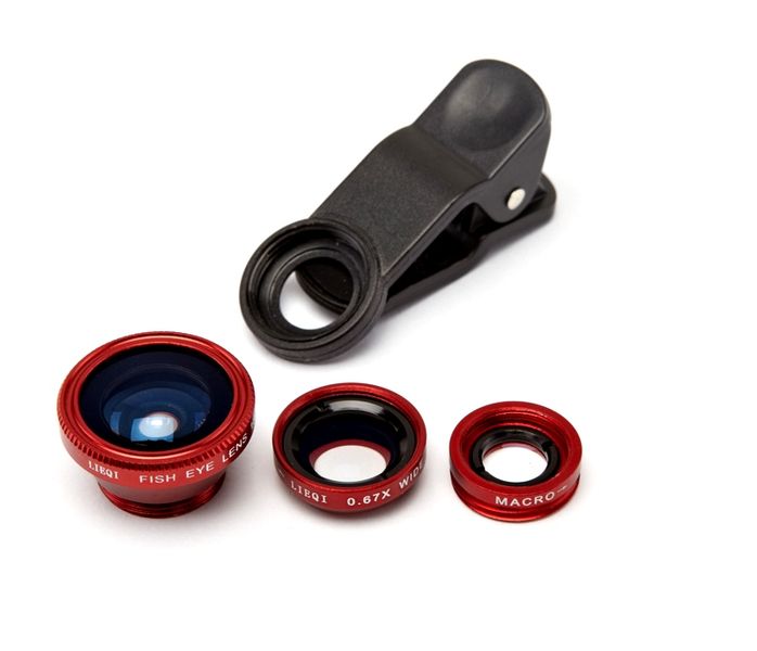 Universal Smartphone 3-in-1 Lens Clip - Red