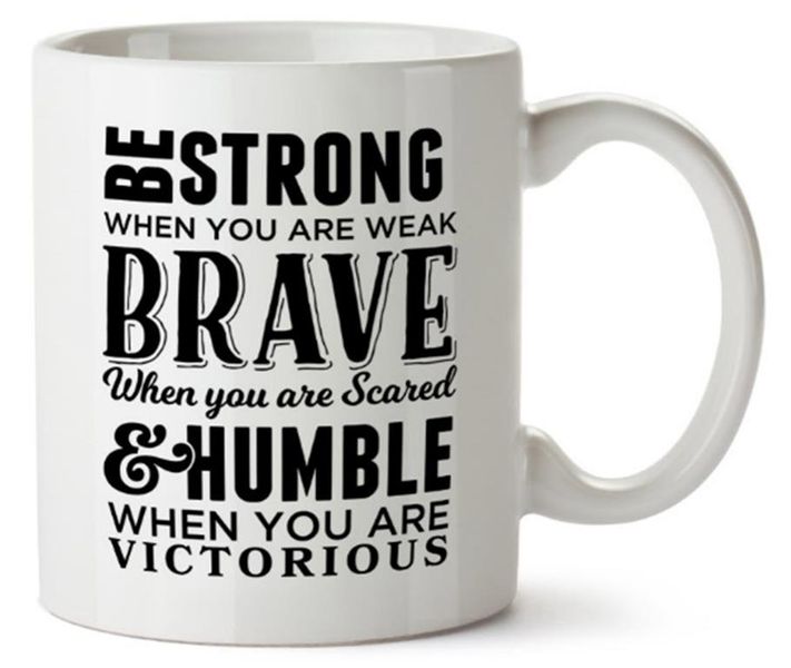 Java Maestro Inspirational Coffee Mug - Be Strong, Brave, Humble, And Victorious Stoneware Ceramic Coffee Mug
