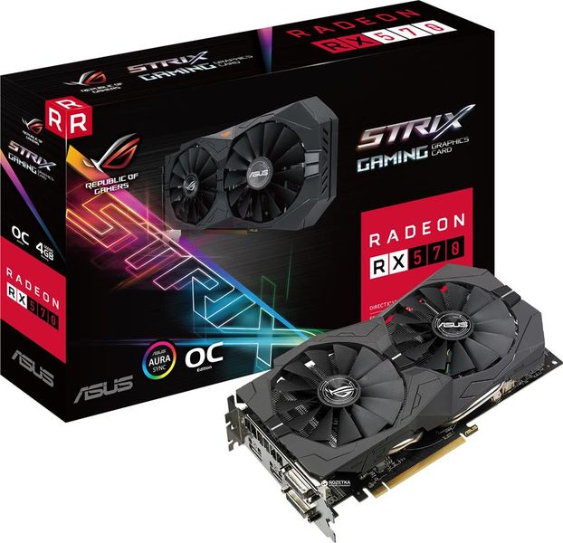 Asus ROG-STRIX-RX570-O4G-GAMING ROG Strix RX570 Core Clock Edition 4GB GDDR5 Graphics Card