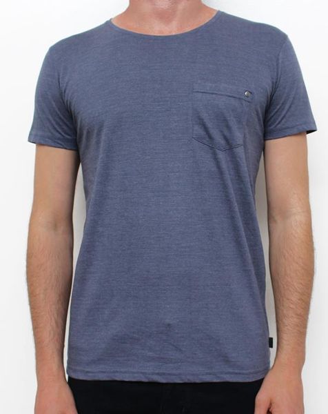 Silent Theory Mens Pocket Crew Neck Tee - Night Blue Marle