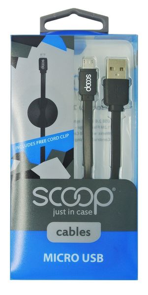 Scoop Sync Flat Charging Cable for Micro USB 2.0