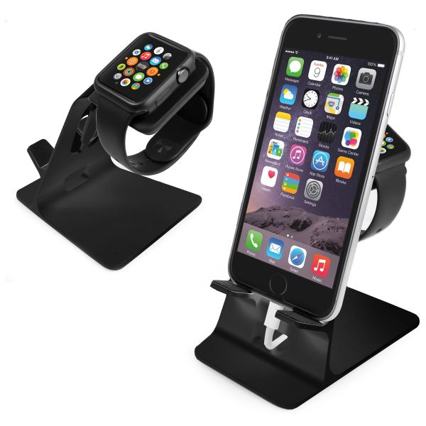 Tuff-Luv Orzly DuoStand for Apple Watch &amp; iPhone - Black