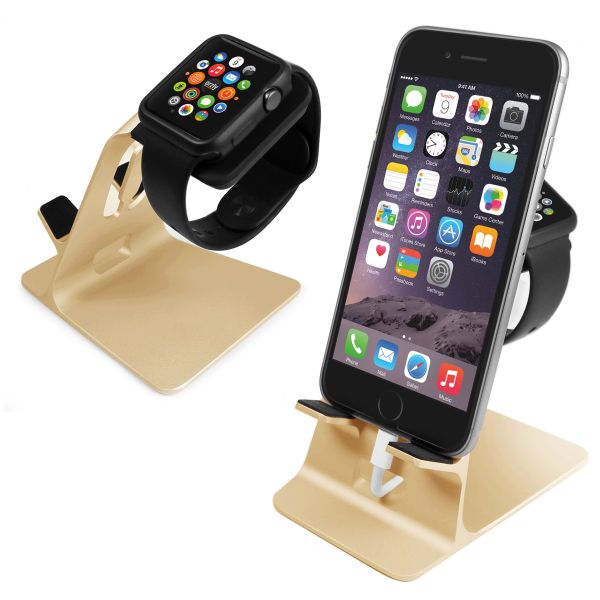 Tuff-Luv Orzly DuoStand for Apple Watch &amp; iPhone - Gold
