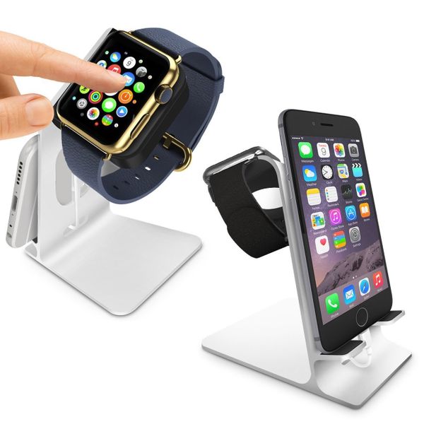 Tuff-Luv Orzly DuoStand for Apple Watch &amp; iPhone - Silver