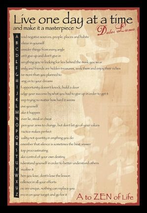 Dalai Lama A to Zen Poster with Black Frame
