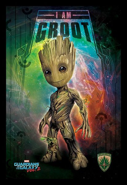 Marvel Guardians of the Galaxy I am Groot Poster with Black Frame