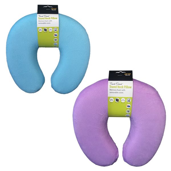 Travel Smart Neck Pillow - Light Blue &amp; Pink (Pack of 2)