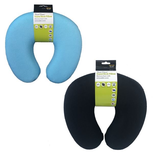 Travel Smart Neck Pillow - Light Blue &amp; Black (Pack of 2)