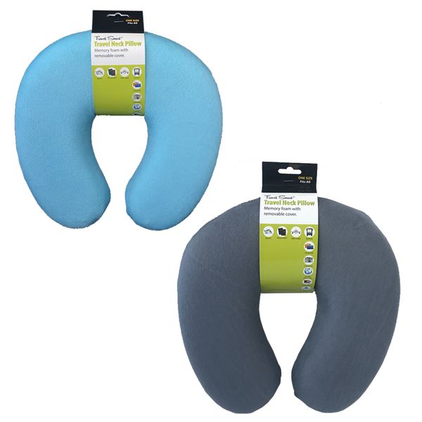 Travel Neck Pillow by Travel Smart - Light Blue &amp; Grey (Pack of 2)