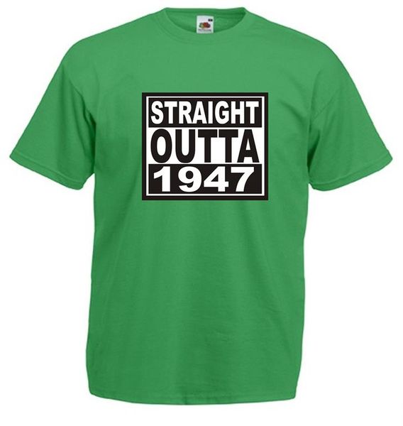 Qtees Africa Straight Outta 1947 Green Mens T-Shirt (Size 2XL) Image