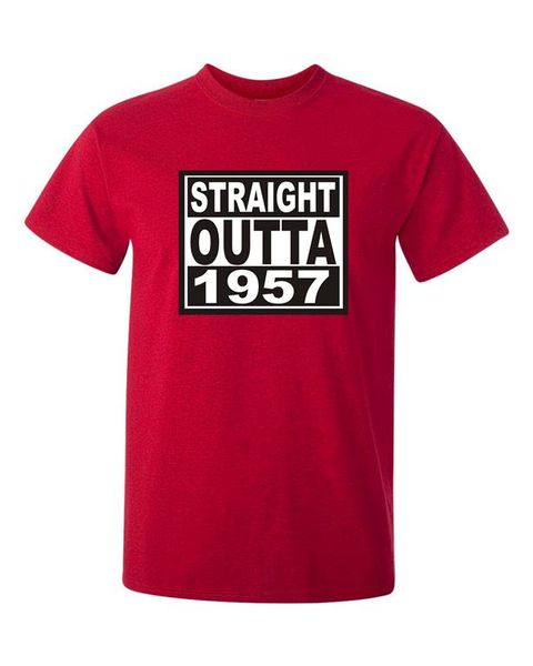 Qtees Africa Straight Outta 1957 Red Mens T-Shirt (Size 2XL) Image