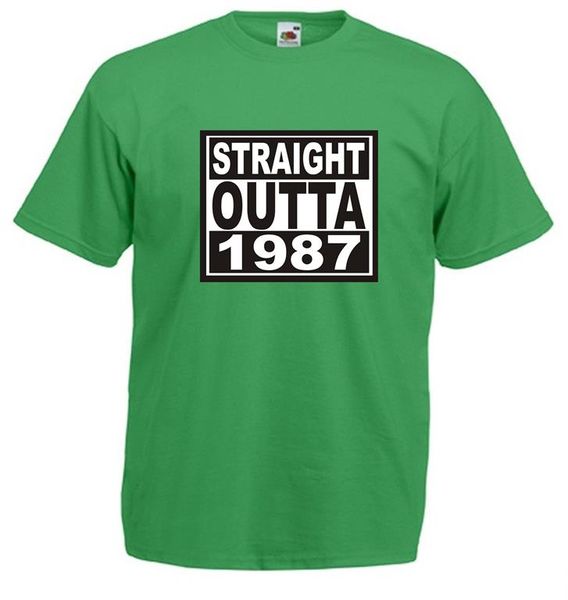 Qtees Africa Straight Outta 1987 Green Mens T-Shirt (Size 2XL) Image