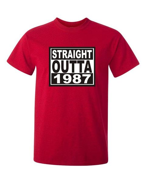 Qtees Africa Straight Outta 1987 Red Mens T-Shirt (Size 2XL) Image