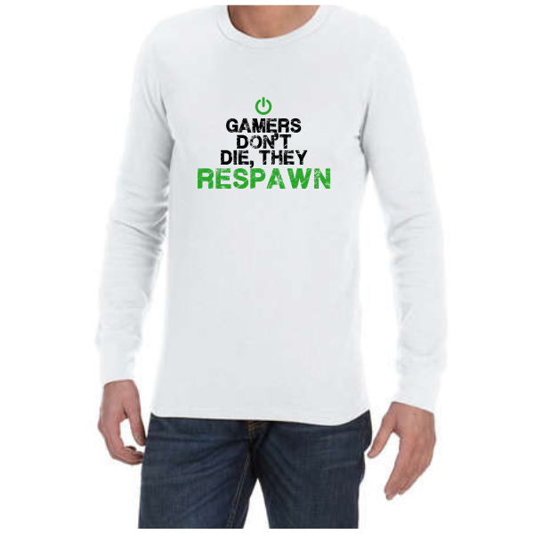 Juicebubble Gamers Don't Die Long Sleeve Shirt - White (Size: 4XL)