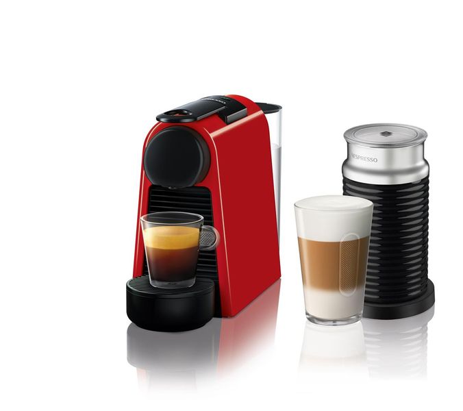 Nespresso - Essenza Mini D30 Espresso &amp; Lungo Coffee Machine &amp; Aeroccino - Red