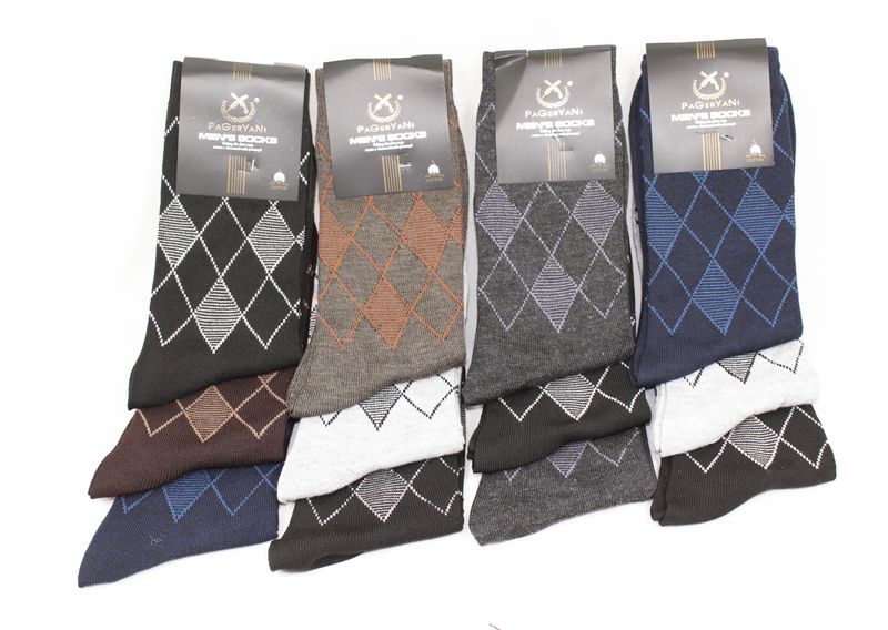 Mens Assorted Socks - 12 Pairs - Diamond Design