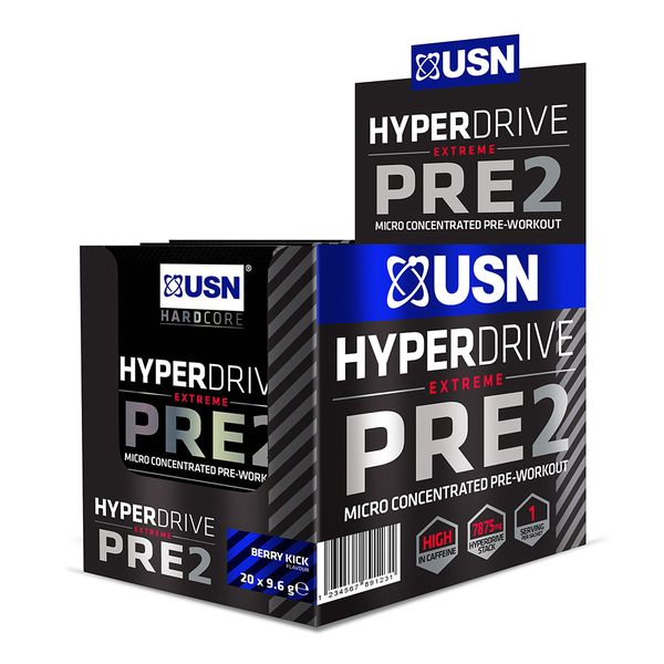 USN Hyperdrive Pre Berry Kick Pre-Workout - 2 9.6G X 20