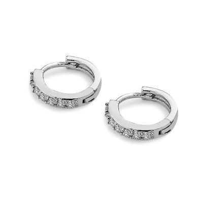 Crystal Zircon Annular Earrings - Silver
