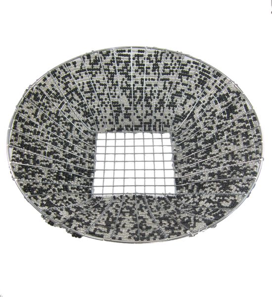 Hand Crafted Beaded Tradional African Bowl - Black &amp; White