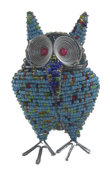 Hand Crafted Beaded Owl - Blue