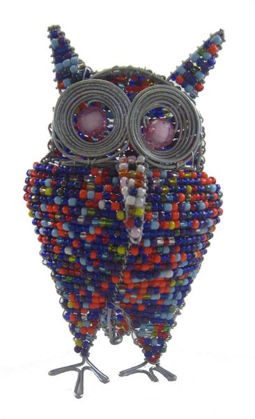 Hand Crafted Beaded Owl - Purple
