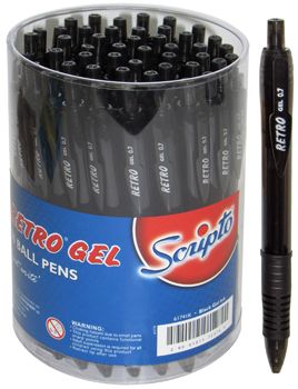 Scripto Retro Gel Pen - Black 0.7mm - Pack of 50