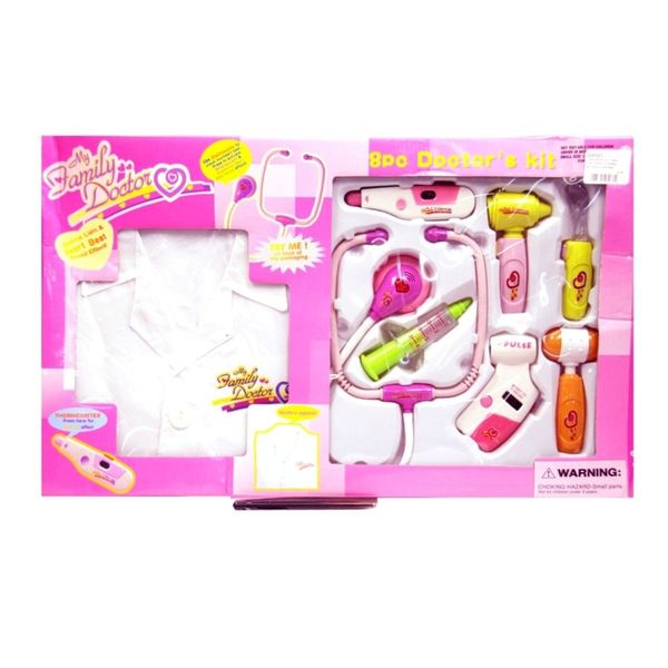 Electronic Doctor Set Pink With Uniform 8 Piece