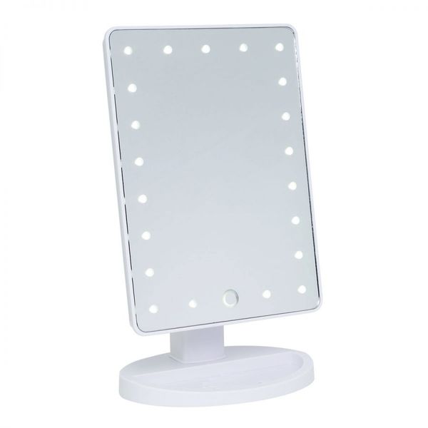 LED Stand Makeup Mirror with Lights - White