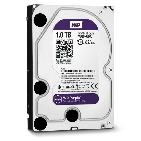 Western Digital 1TB "3.5" Surveillance Internal Hard Drive - Purple