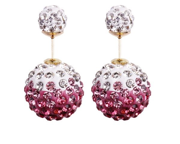 Skyla Jewels Two-Sided Rhinestone Earrings - Pink &amp; White