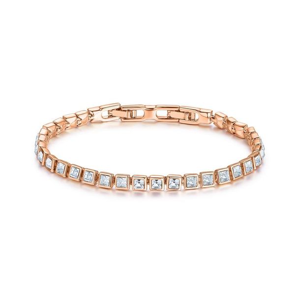 Civetta Spark Square Bracelet with Clear Swarovski Crystal Rosegold Plated