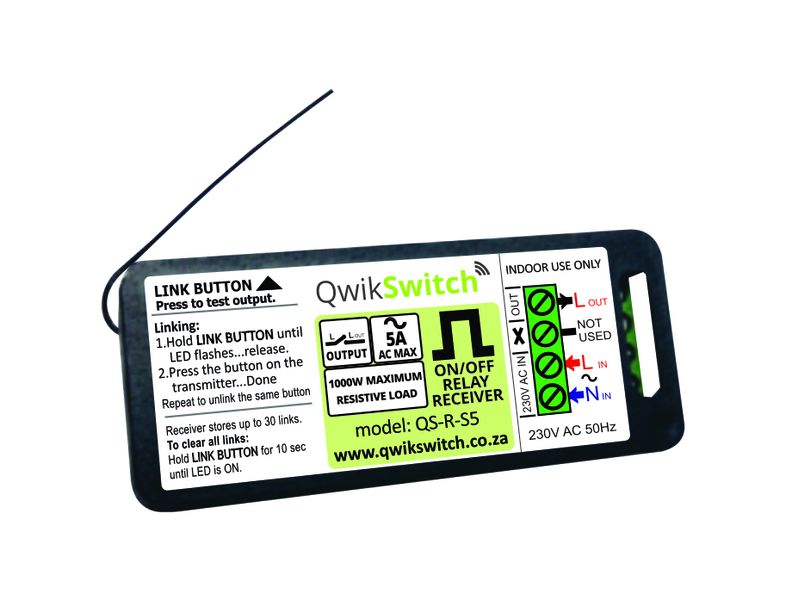 Qwikswitch Wireless 5A Relay Receiver - Black