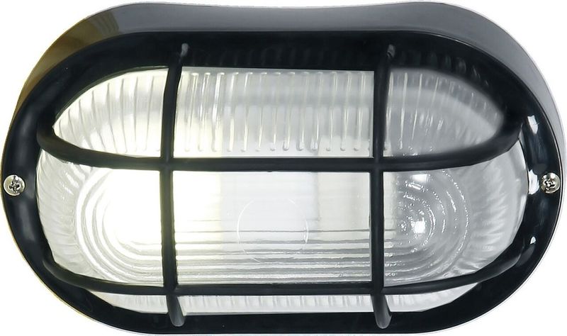 Bright Star Lighting - Outdoor Oval PVC Bulkhead with Grid - Black