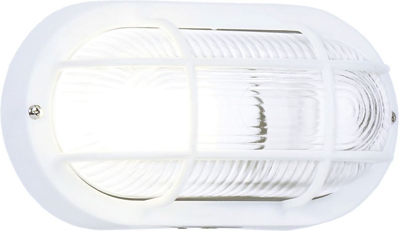 Bright Star Lighting - Outdoor Oval PVC Bulkhead with Grid - White